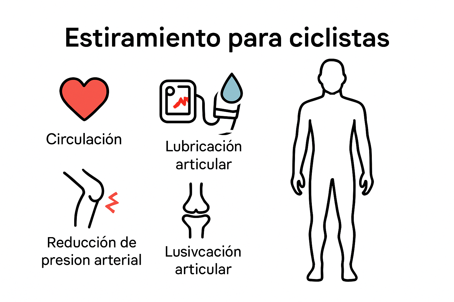 Infografía sobre beneficios y procesos fisiológicos del estiramiento en ciclismo