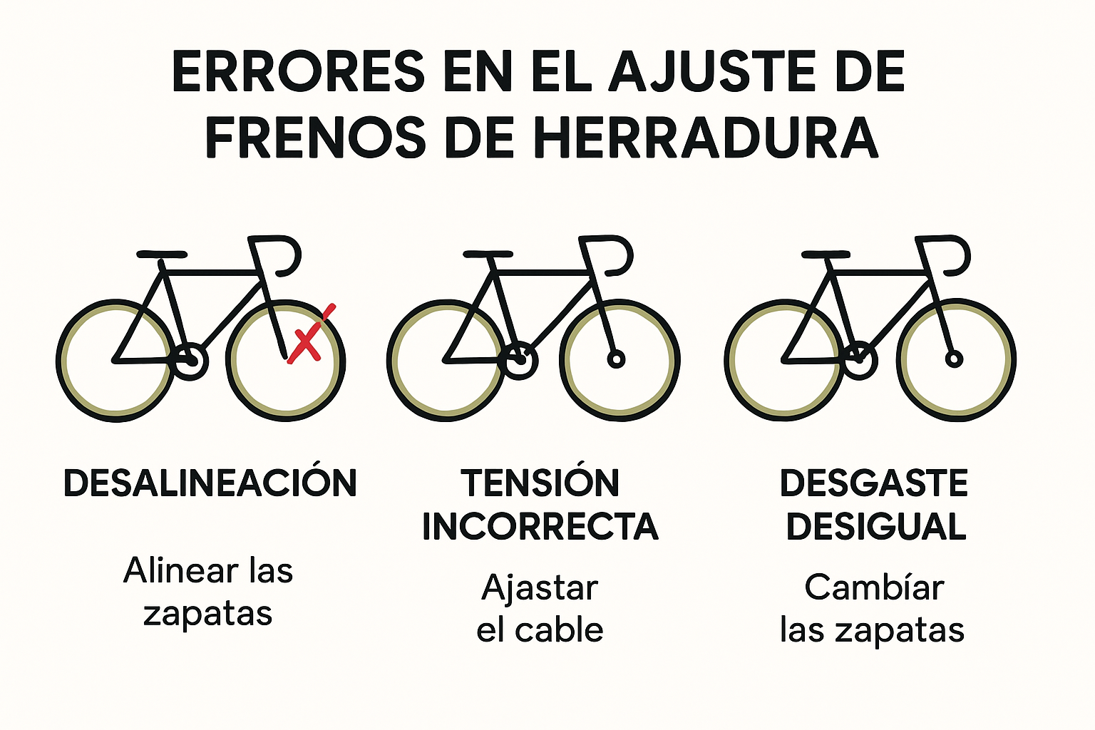 Infografía sobre errores comunes en frenos de herradura