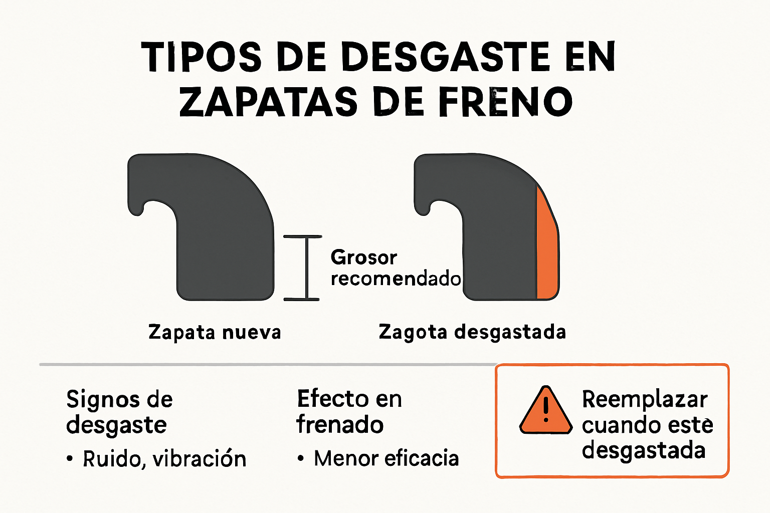 Infografía sobre desgaste de zapatas de freno de bicicleta