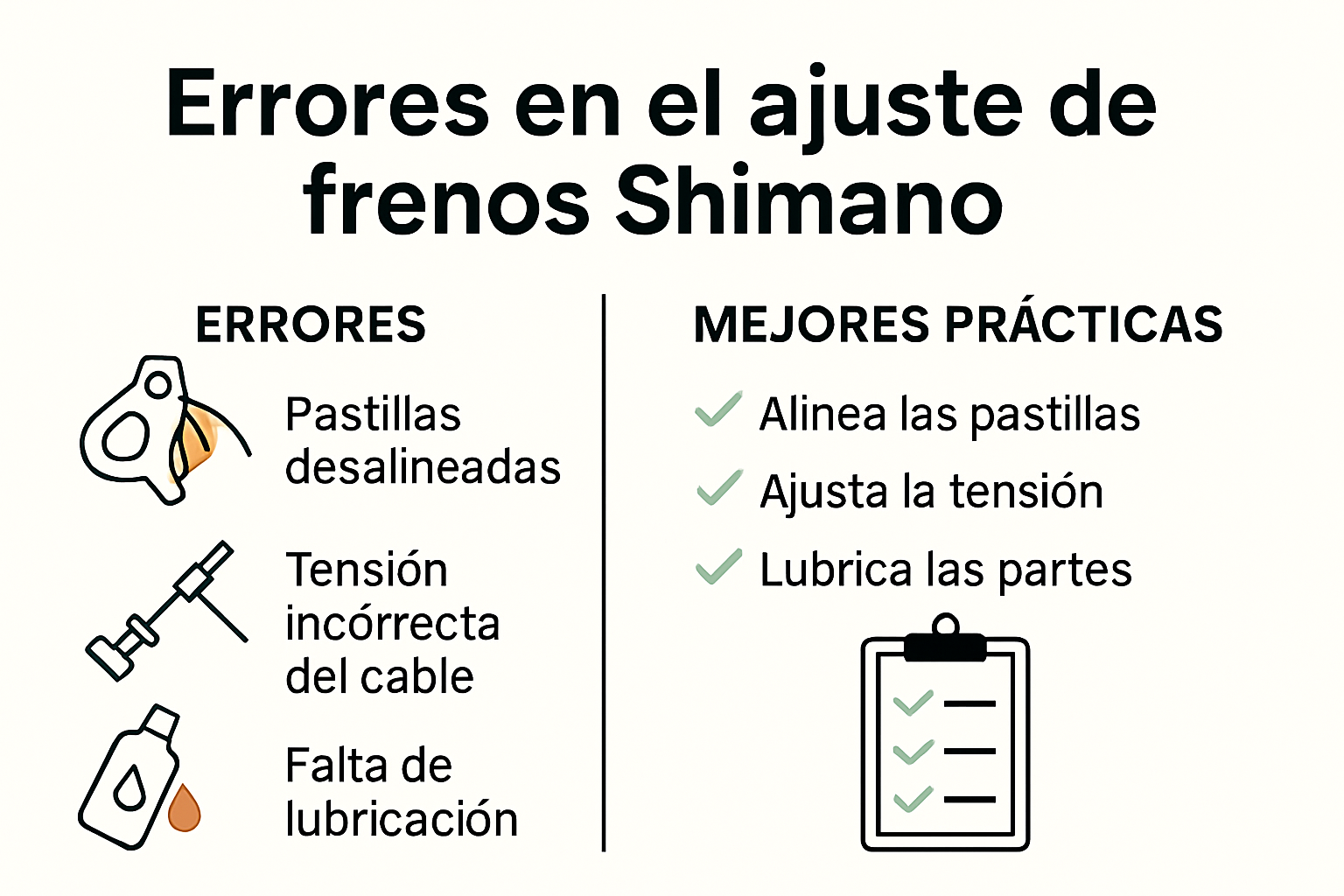 Infographic of common Shimano brake adjustment mistakes and prevention tips