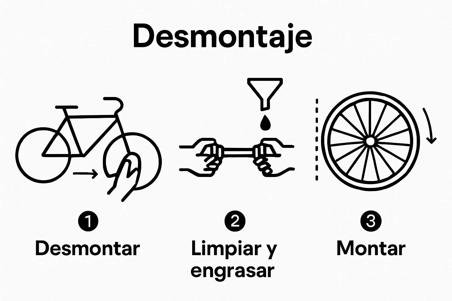 Three-step bike axle adjustment process visual