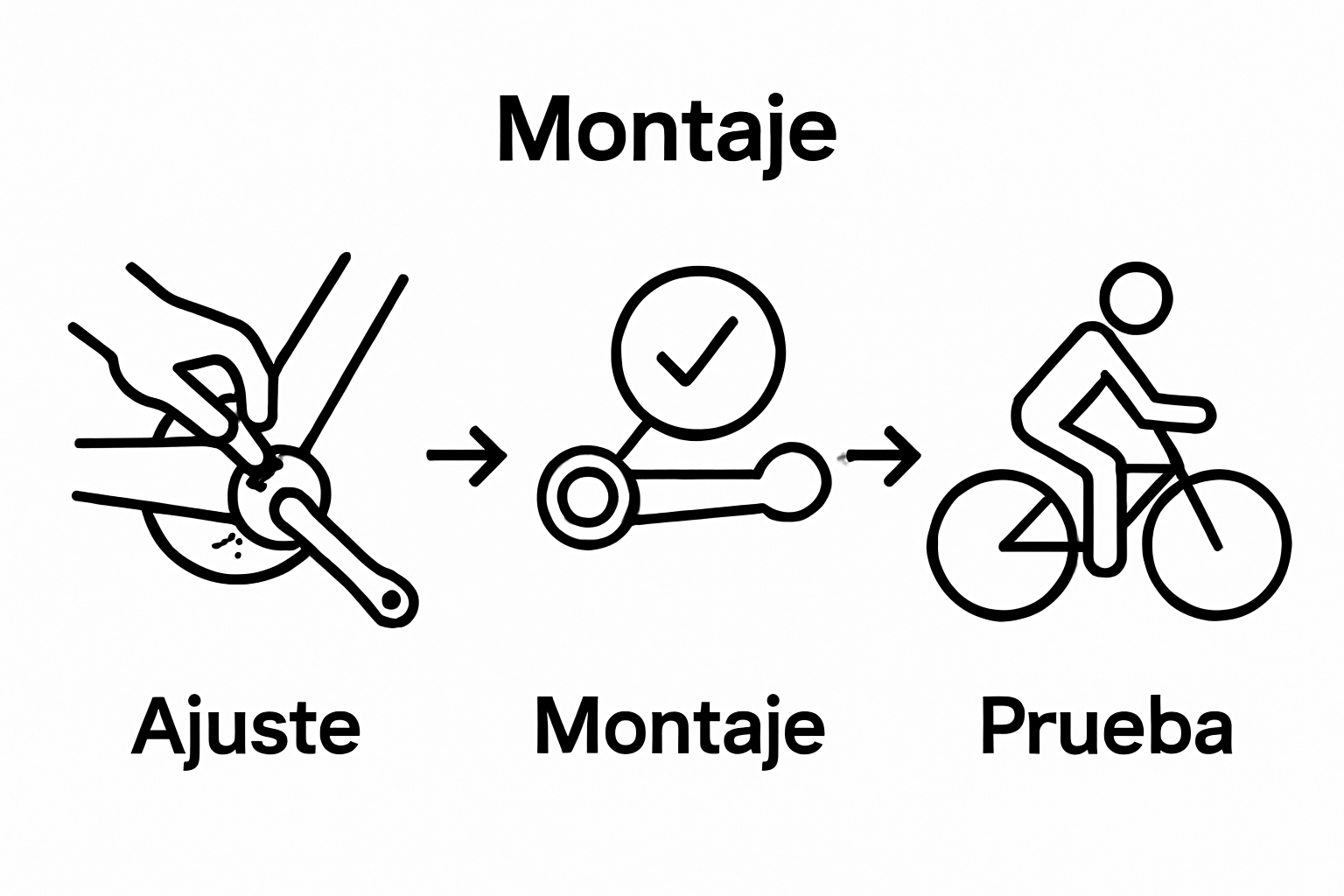 Three-step visual workflow for adjusting a bicycle bottom bracket