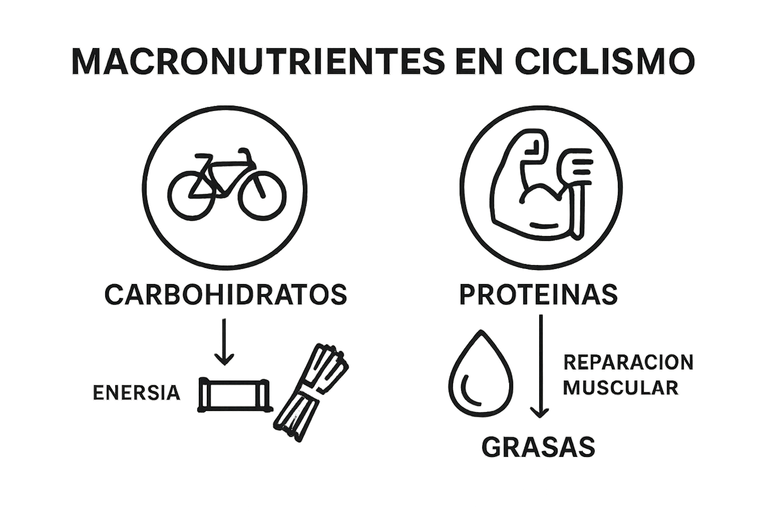 Simple infographic comparing key macronutrients for cycling