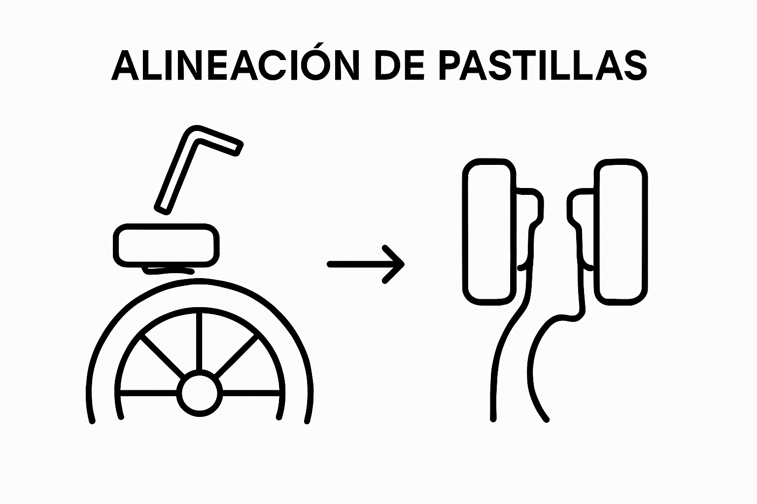 Infographic showing step of aligning V brake pads with bicycle rim