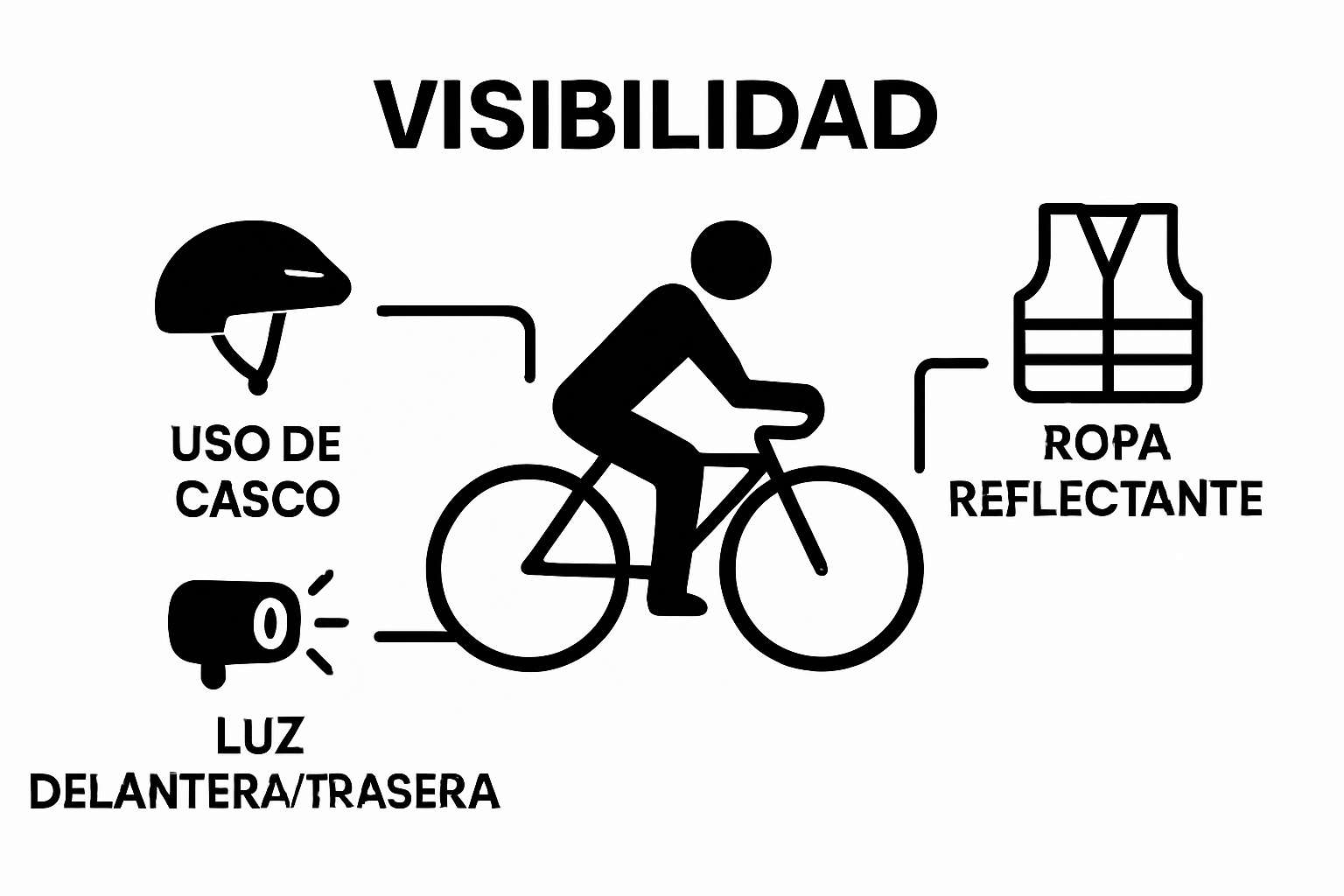 Comparación visual de equipo básico de seguridad ciclista