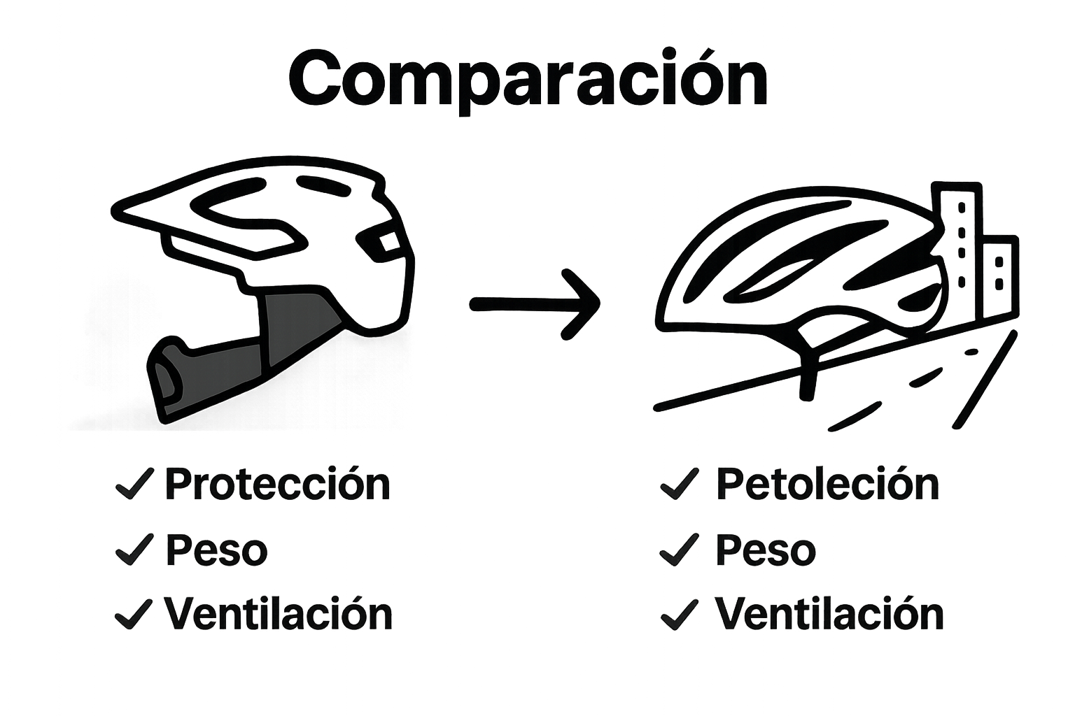 Infografía visual muestra diferencias entre casco MTB y casco de carretera