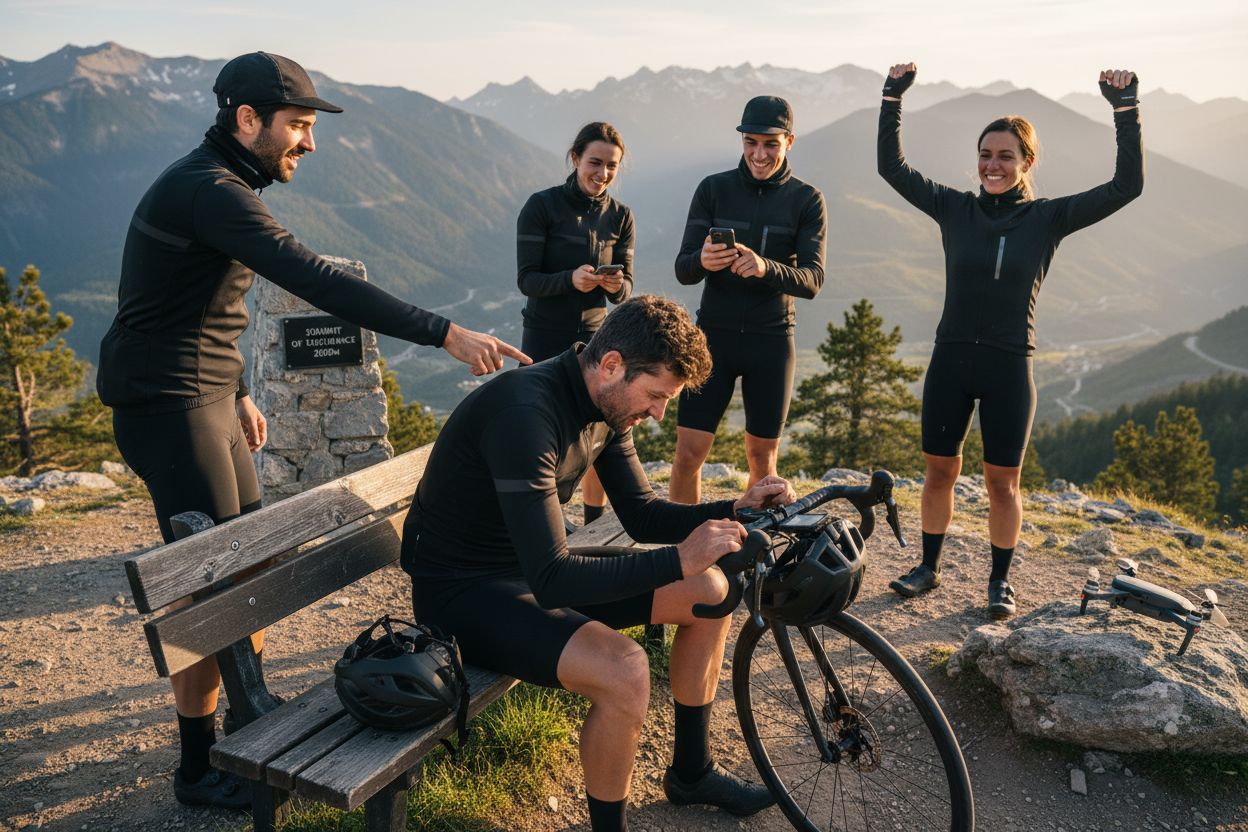 ciclista revisando gps montaña