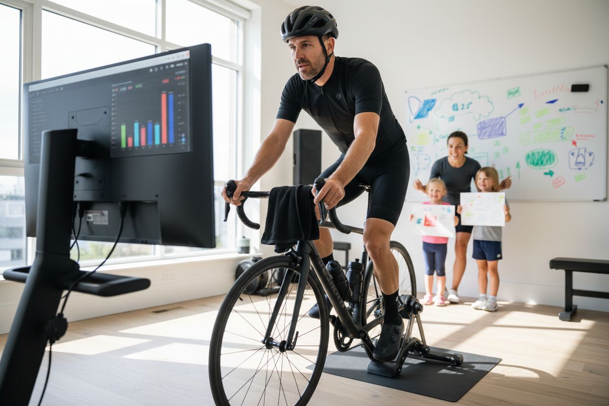 ciclista entrenando rodillo