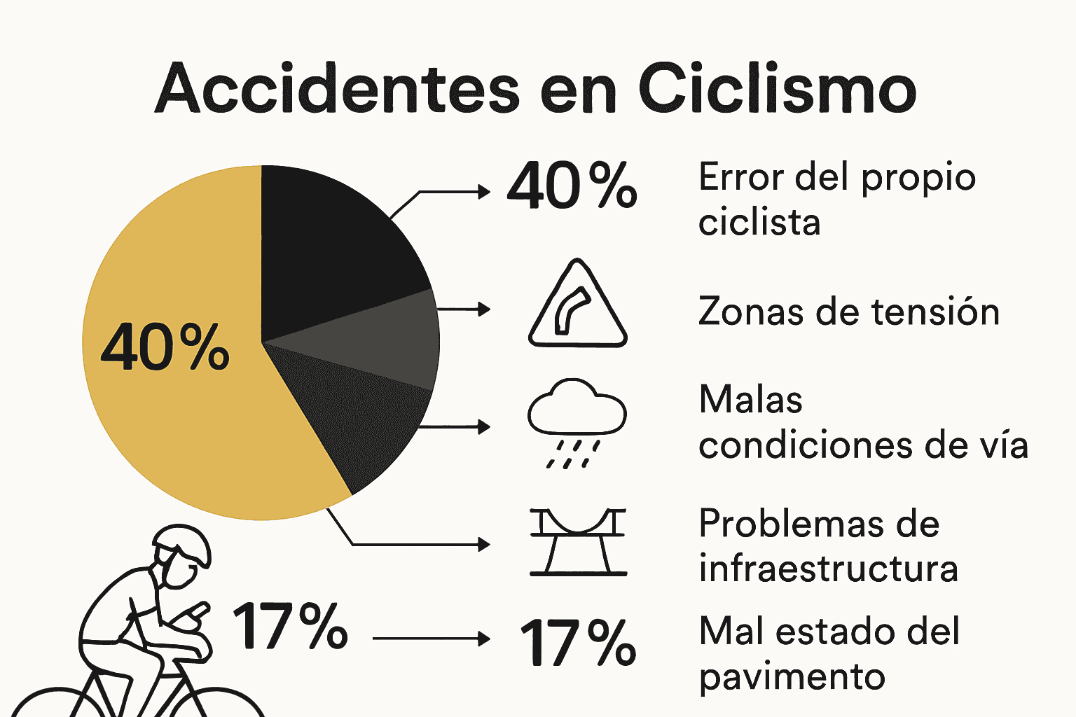 Infografía sobre factores de riesgo en accidentes de ciclismo