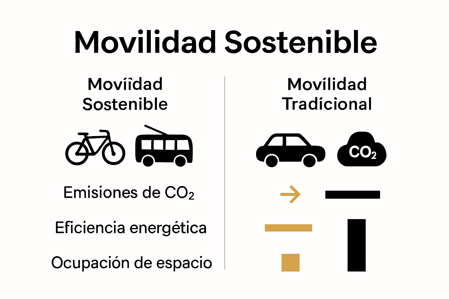 Infografía comparativa movilidad sostenible vs tradicional