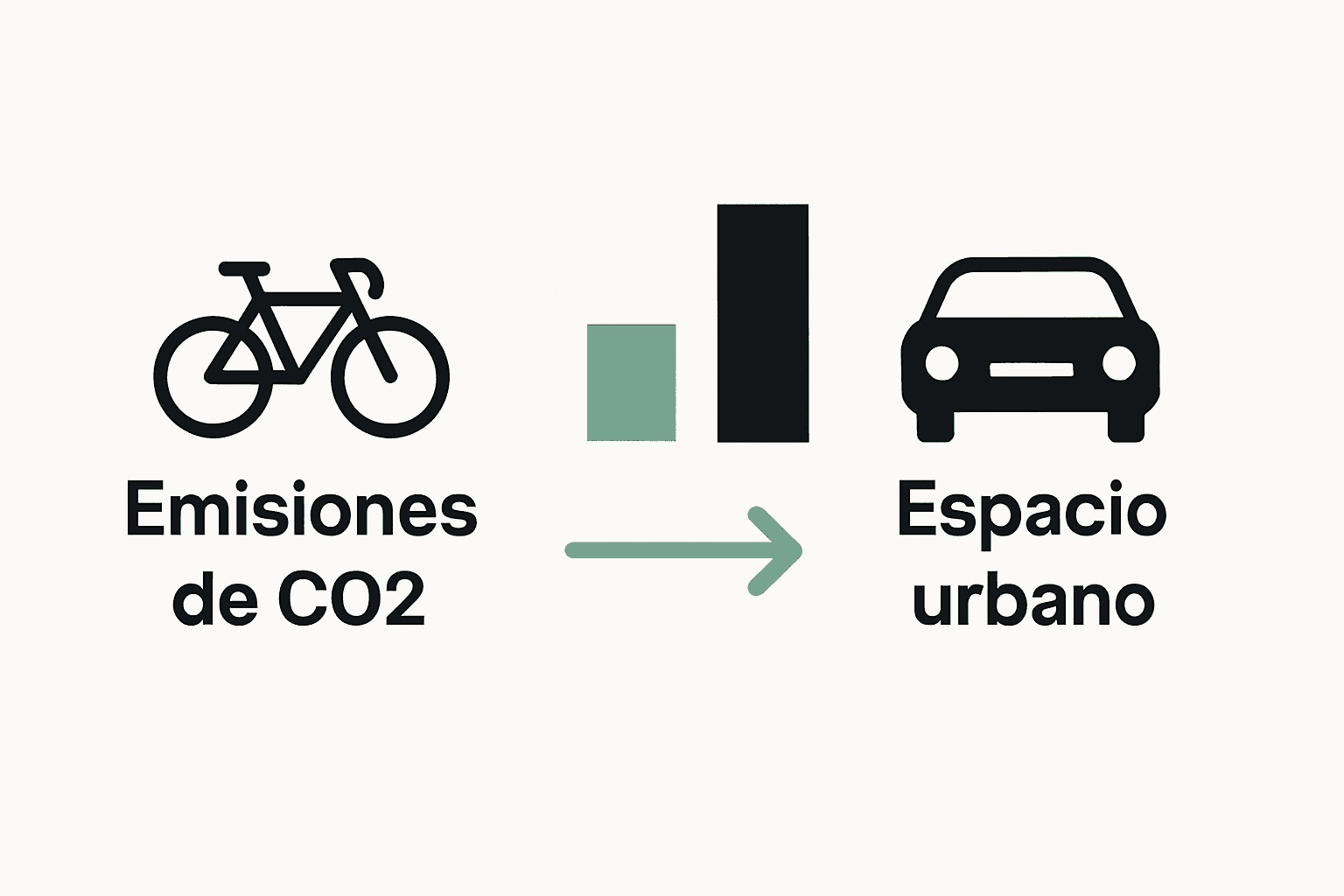 Comparación visual emisiones bicicleta vs automóvil