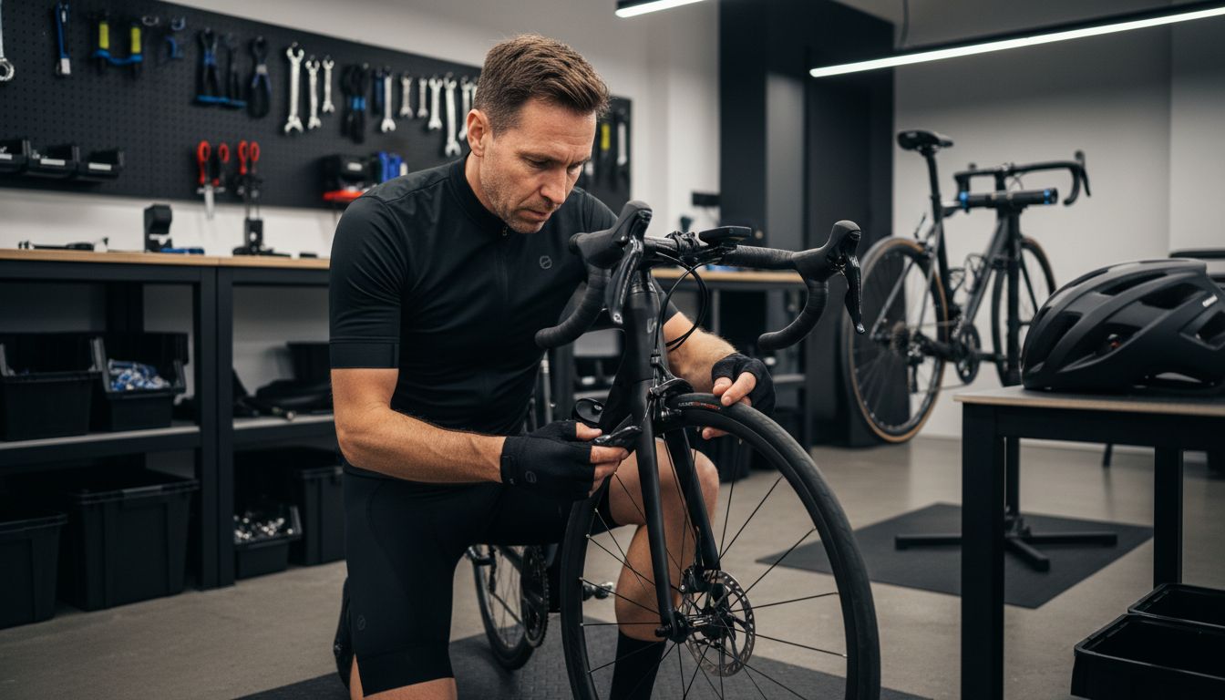 ciclista ajuste bicicleta