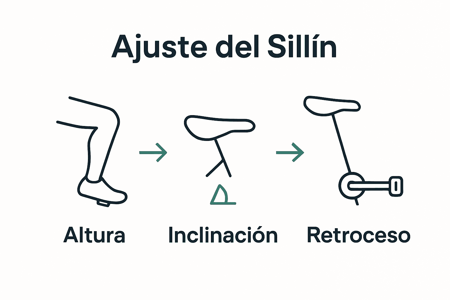 Infografía de pasos para ajustar el sillín de la bicicleta