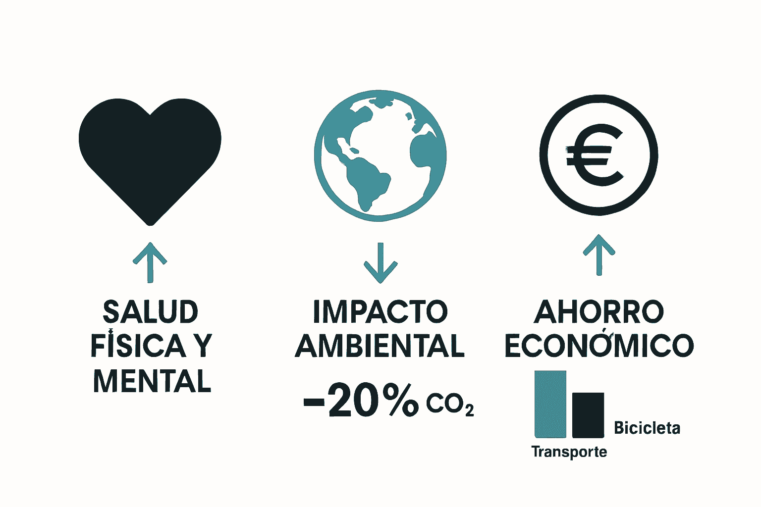 Infografía sobre los beneficios integrales de usar bicicleta