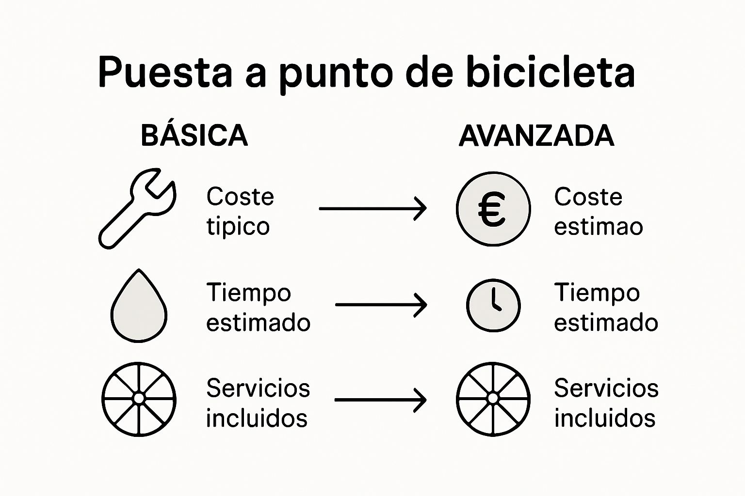Infografía comparación servicios puesta a punto bicicleta