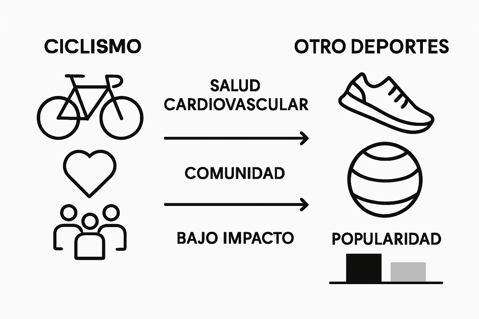 Infografía comparando ciclismo con otros deportes femeninos
