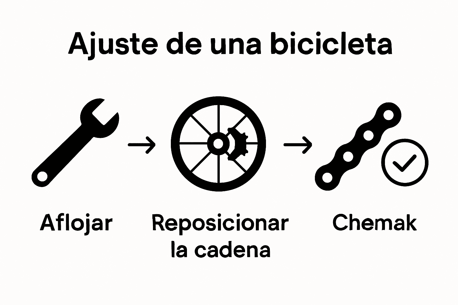 Infografía: pasos para alinear correctamente la cadena de tu bicicleta