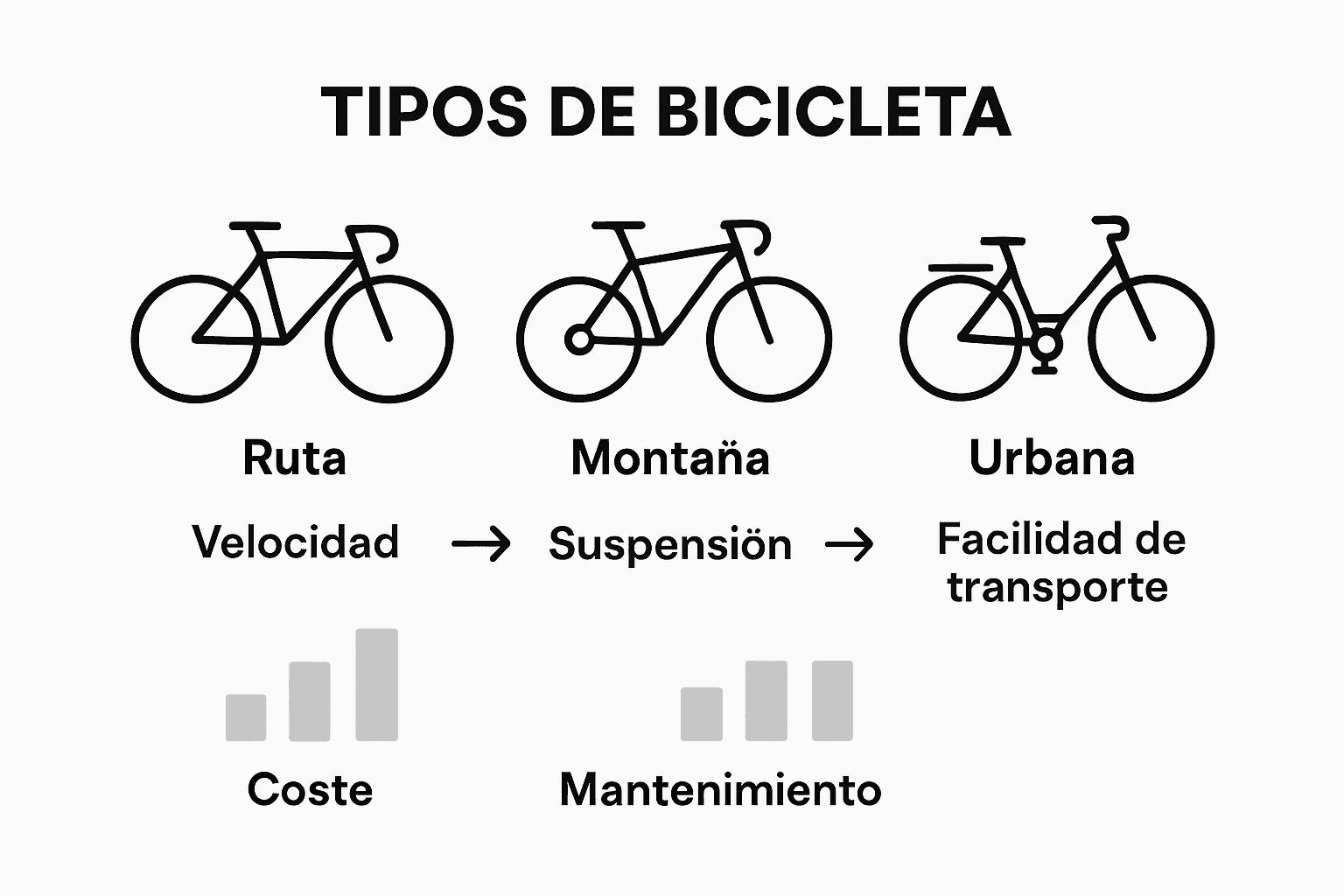 Descubre las diferencias entre bicicletas de carretera, de montaña y urbanas con esta comparativa visual