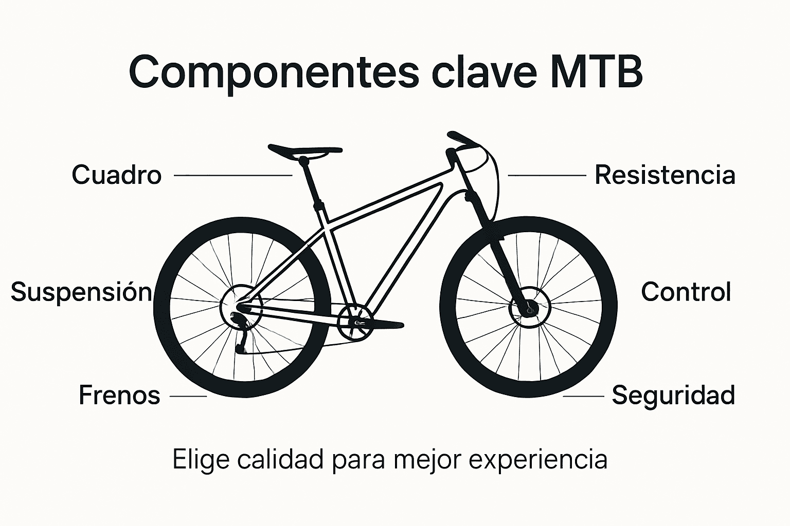 Guía visual de los componentes esenciales de una bicicleta de montaña y para qué sirve cada uno