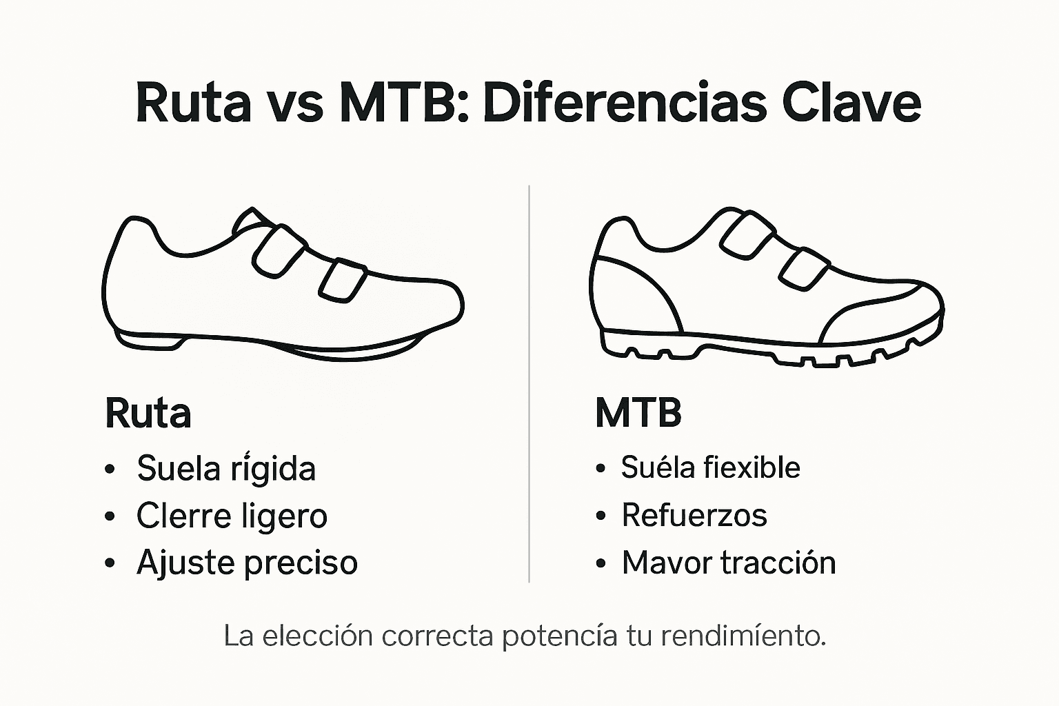 Infografía: ¿En qué se diferencian las zapatillas de ciclismo de carretera y las de montaña?