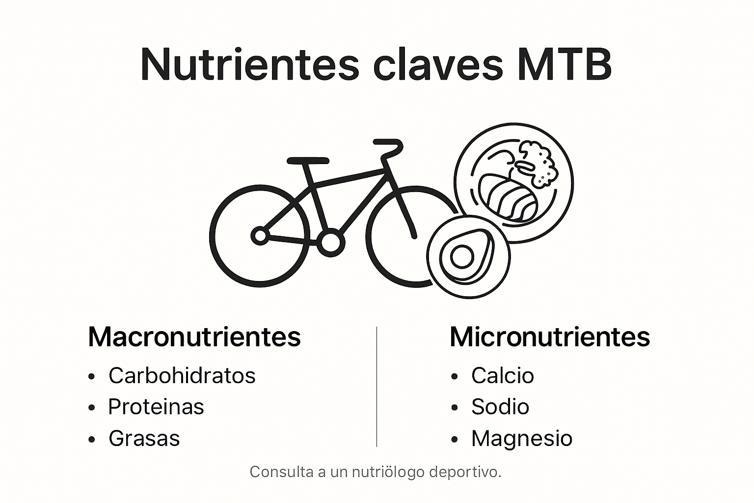 Guía visual de los nutrientes clave para ciclistas de MTB