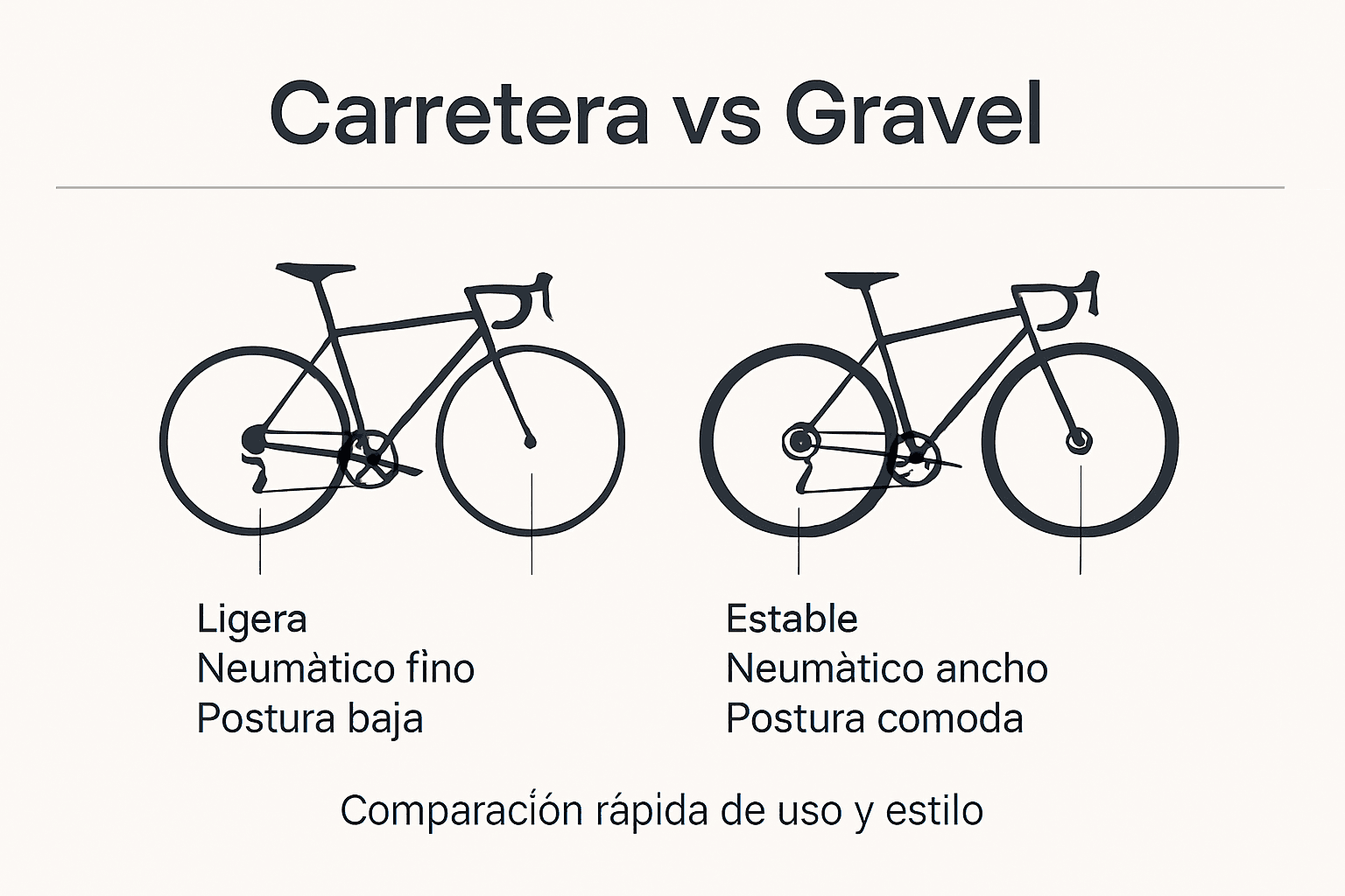 Infografía: principales diferencias entre bicicletas de carretera y gravel