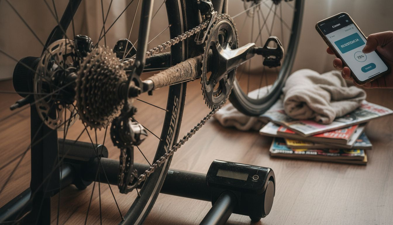 Descripción del rodillo inteligente para bicicleta con conexión digital