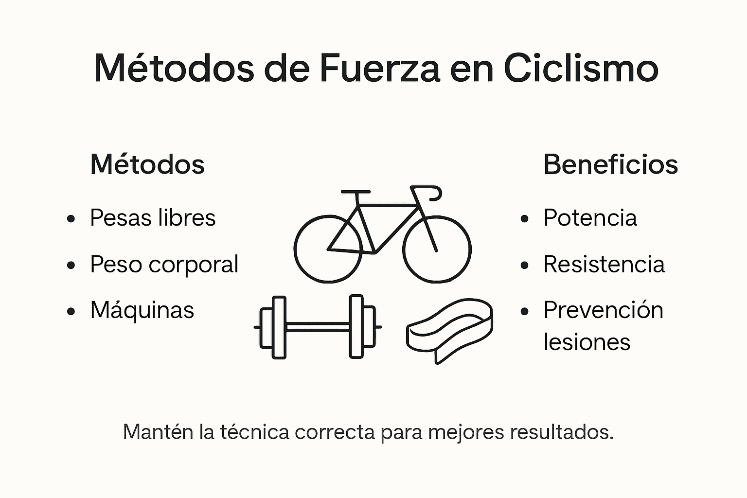Infografía: técnicas y ventajas del entrenamiento de fuerza en ciclismo