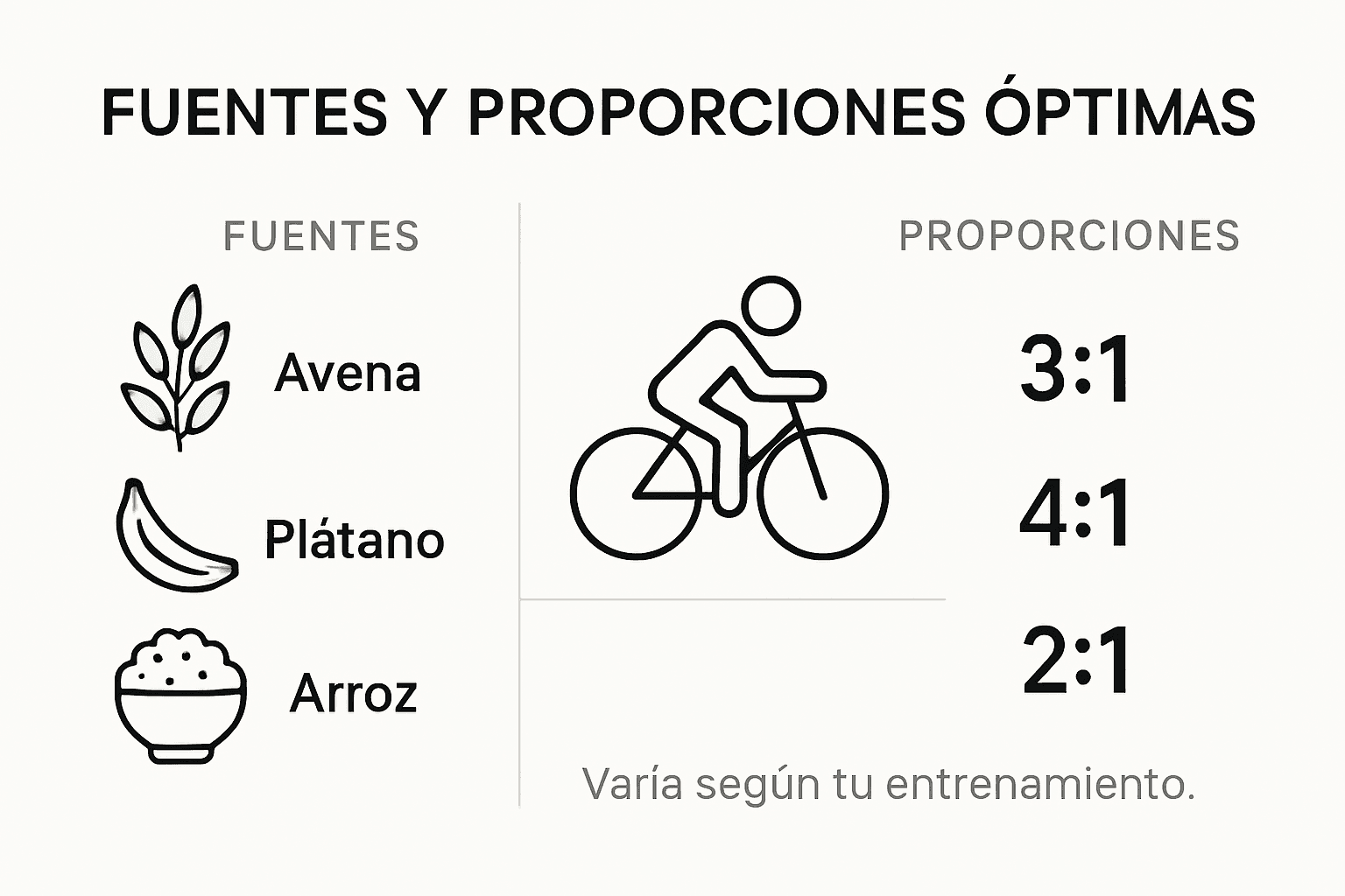 Infografía sobre las mejores fuentes de carbohidratos y las cantidades recomendadas para una alimentación equilibrada.