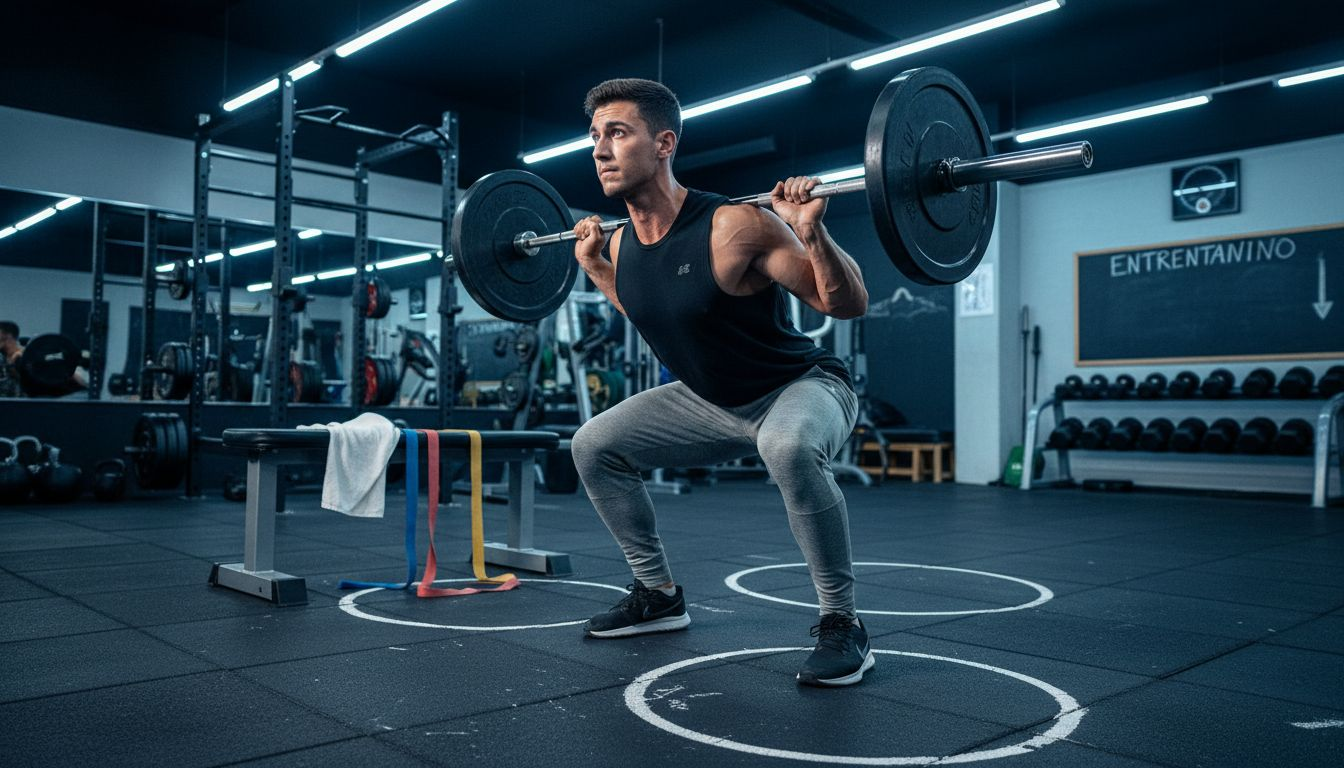 Ciclista entrenando fuerza en el gimnasio
