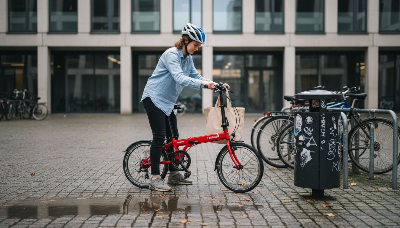 Poniendo a punto mi bici plegable en plena ciudad