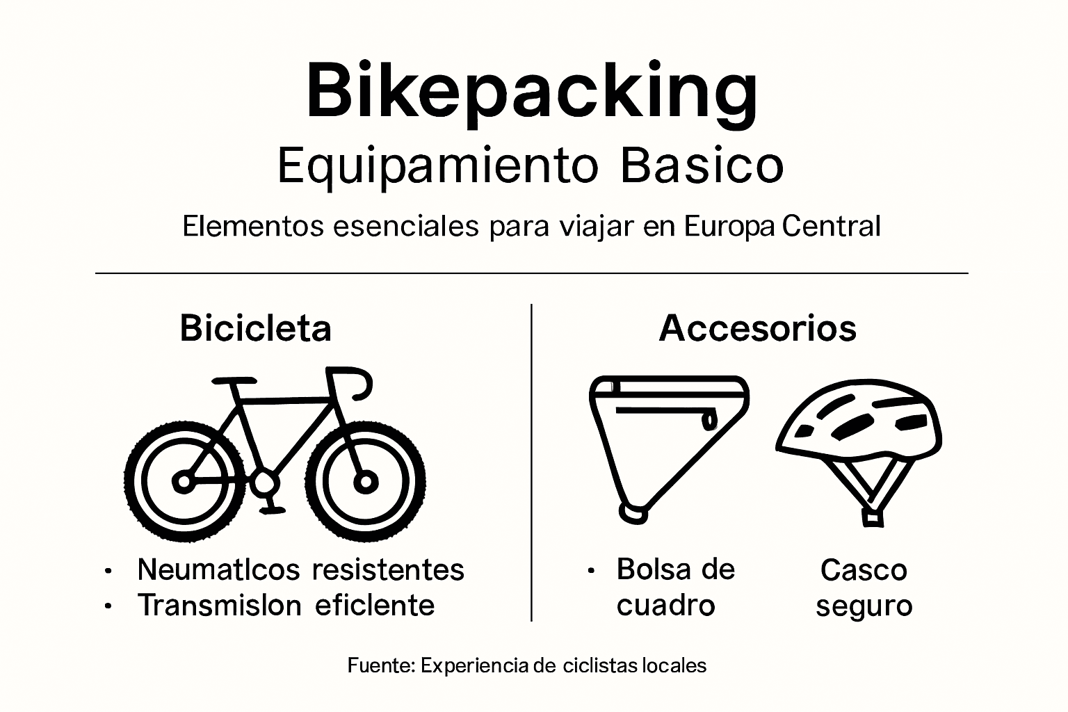 Guía visual con todo lo que necesitas para equipar tu bicicleta en una aventura de bikepacking