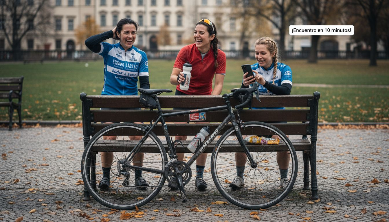 Un grupo de ciclistas se toma un descanso y comparte un rato agradable en un parque de la ciudad.