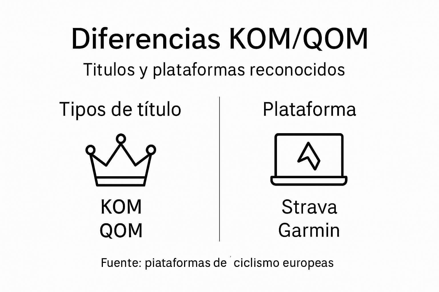 Infografía: principales diferencias entre KOM y QOM según las distintas plataformas