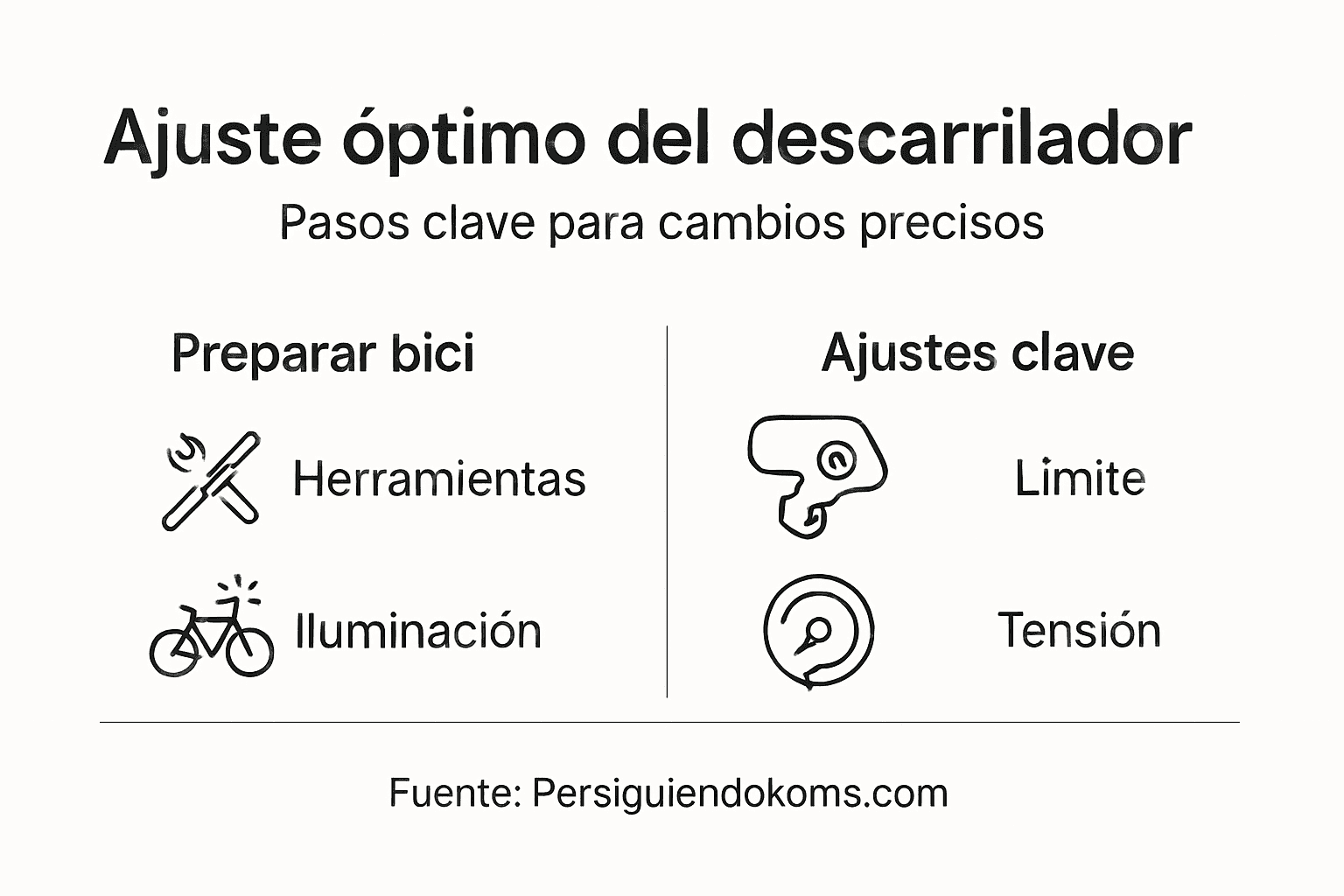 Guía visual para ajustar el desviador de tu bicicleta paso a paso