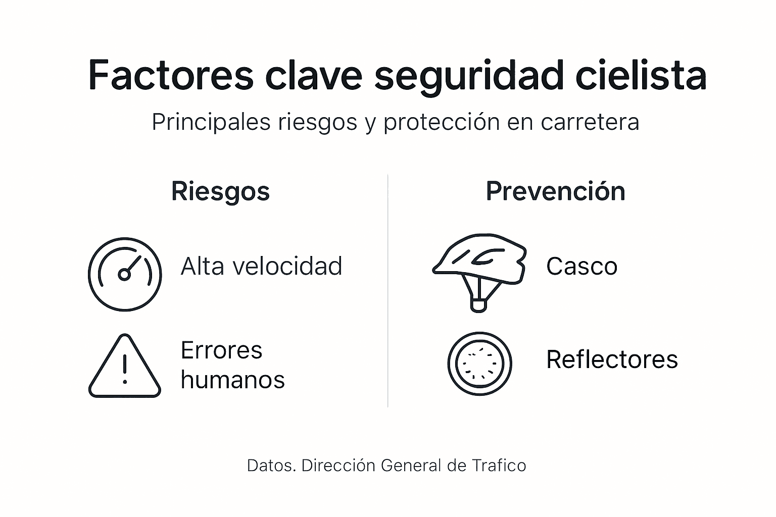 Infografía sobre los principales riesgos al andar en bicicleta y cómo prevenirlos