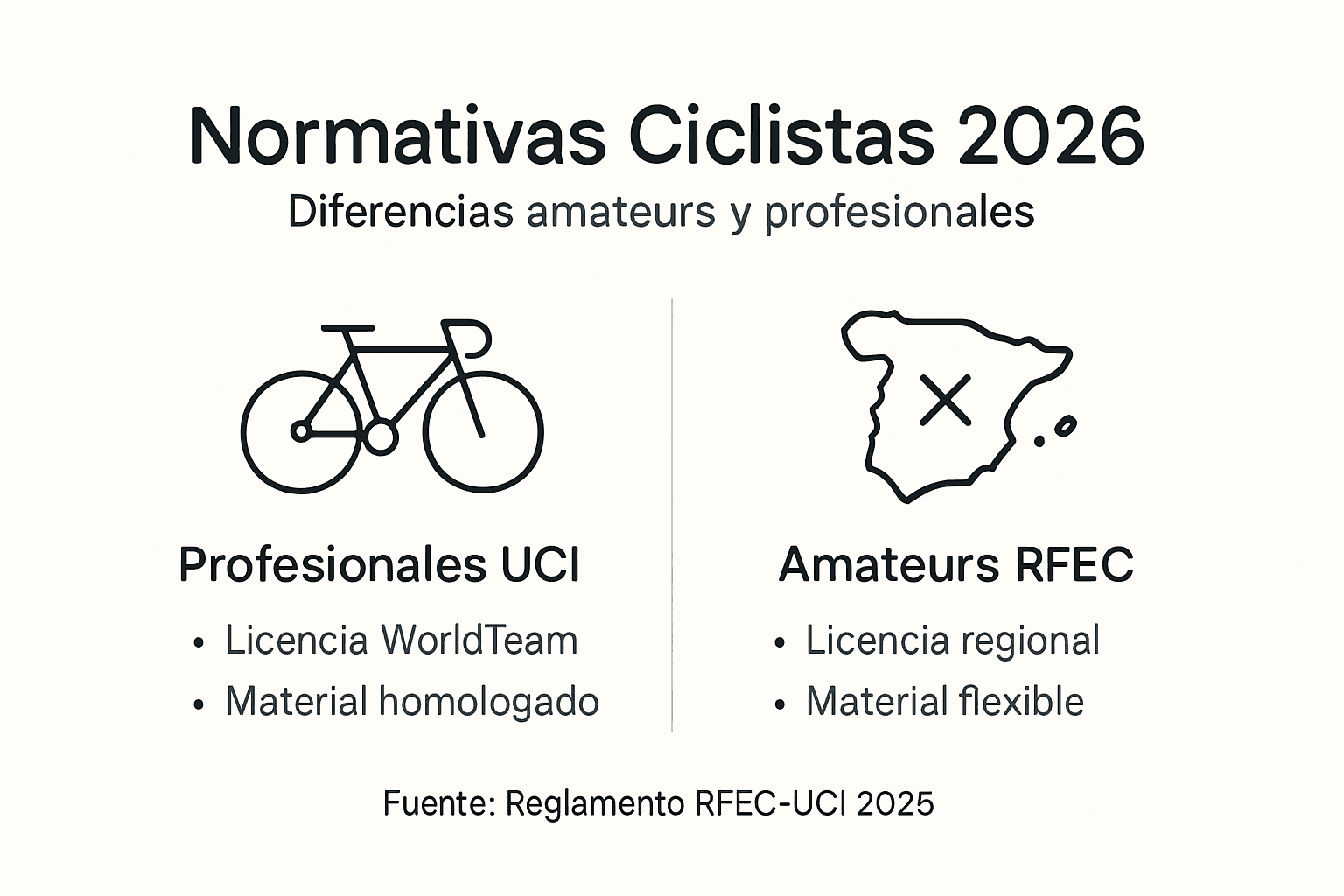 Infografía sobre las principales diferencias en la normativa ciclista para 2026
