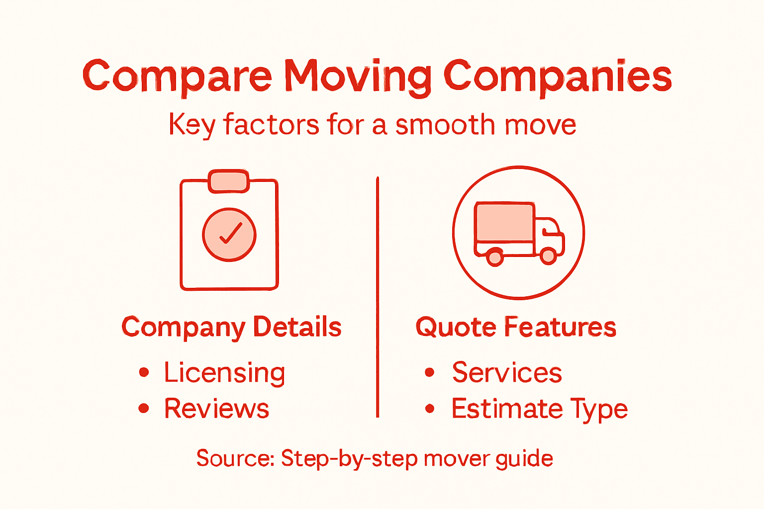 Infographic comparing moving company key factors