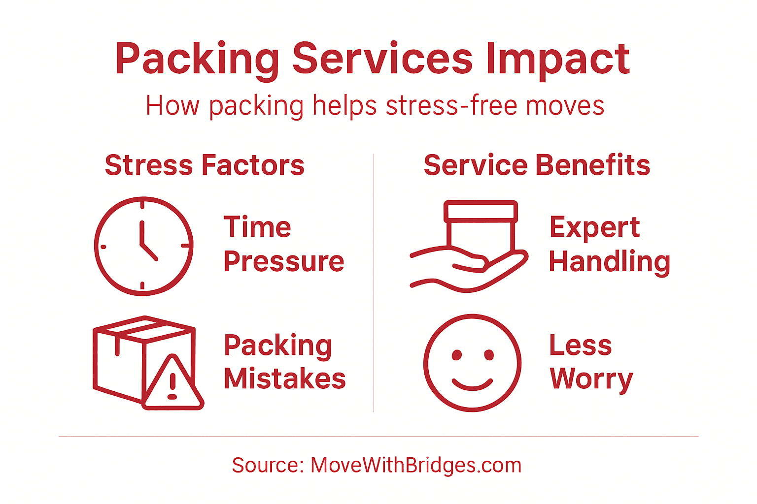 Infographic showing packing service benefits