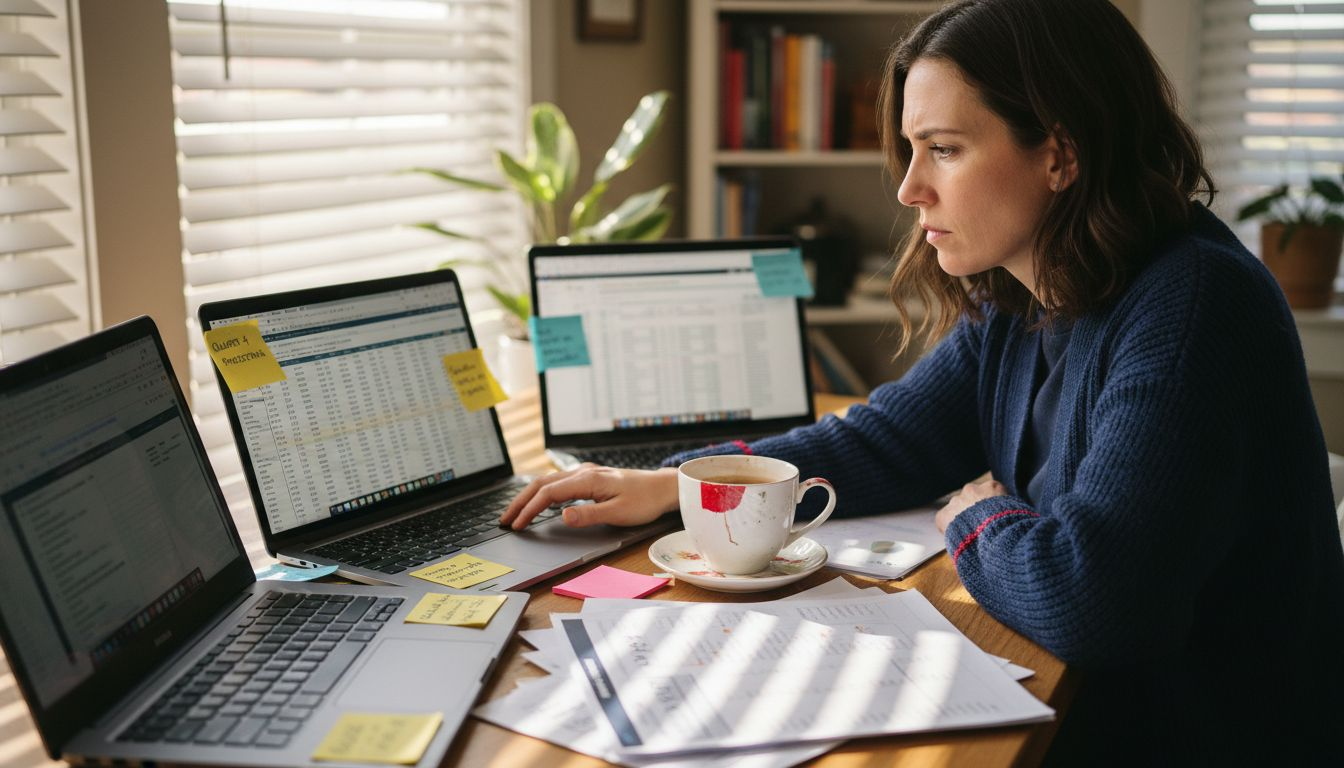 Woman researching moving company options