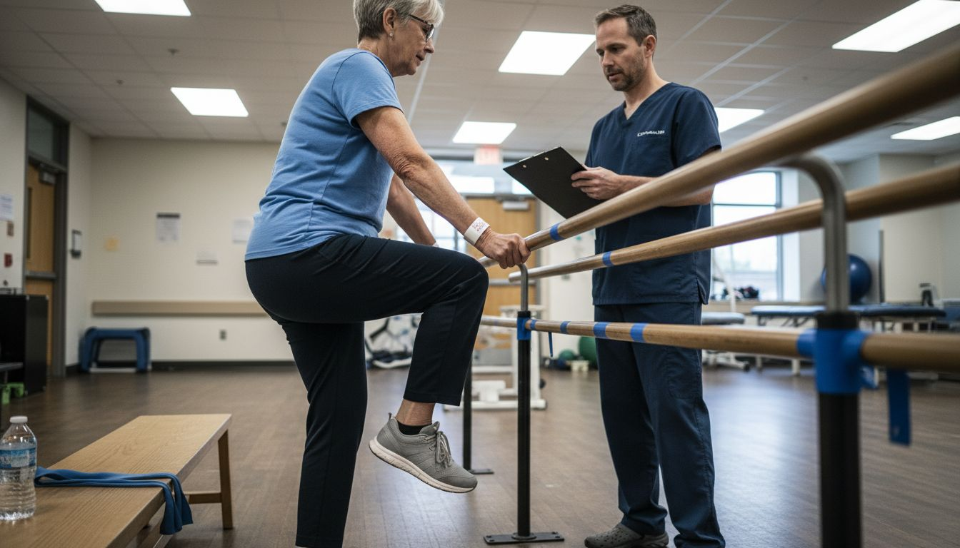 Woman doing knee physical therapy session