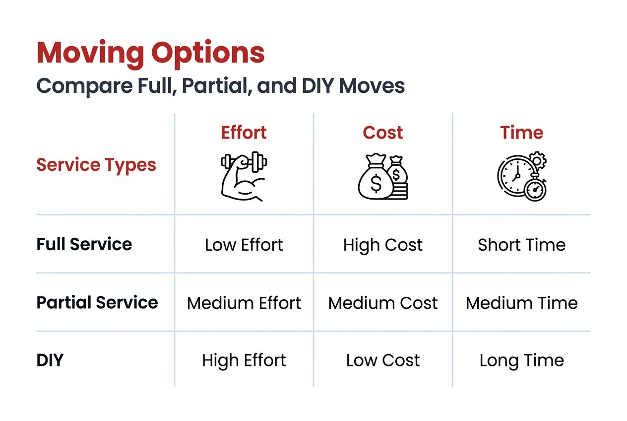 Infographic comparing moving service types
