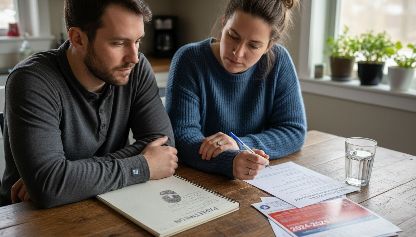 Parents drafting parenting plan together