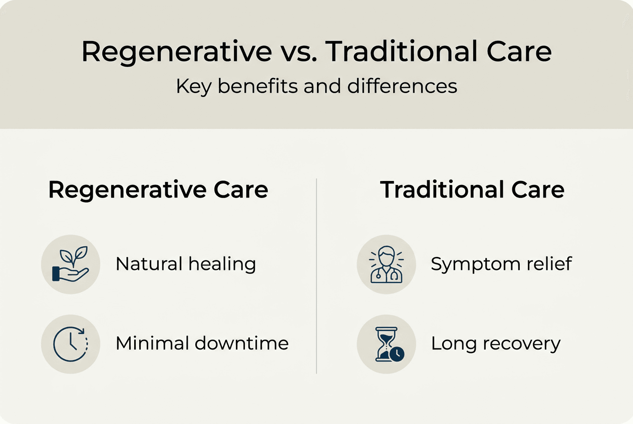 Infographic comparing orthopedic care approaches