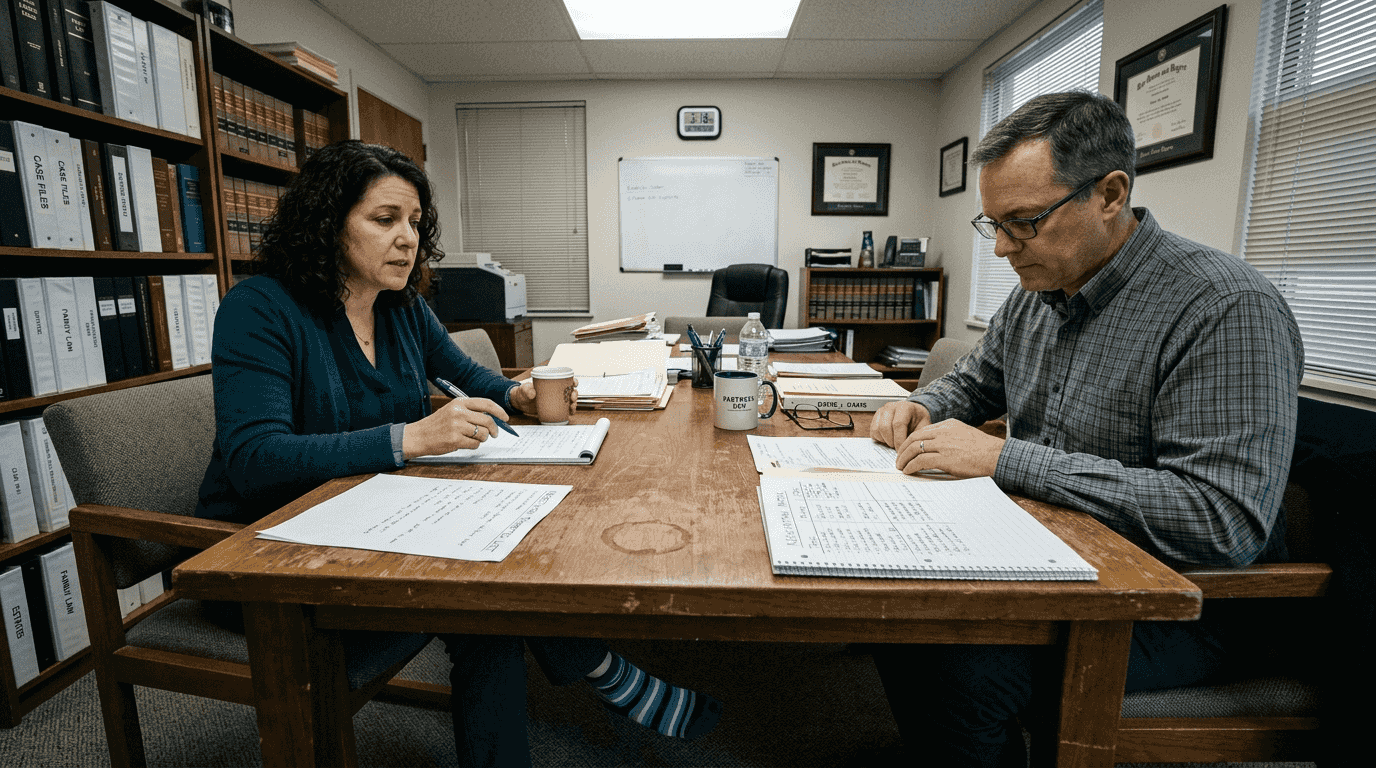 Couple discussing negotiation priorities in meeting