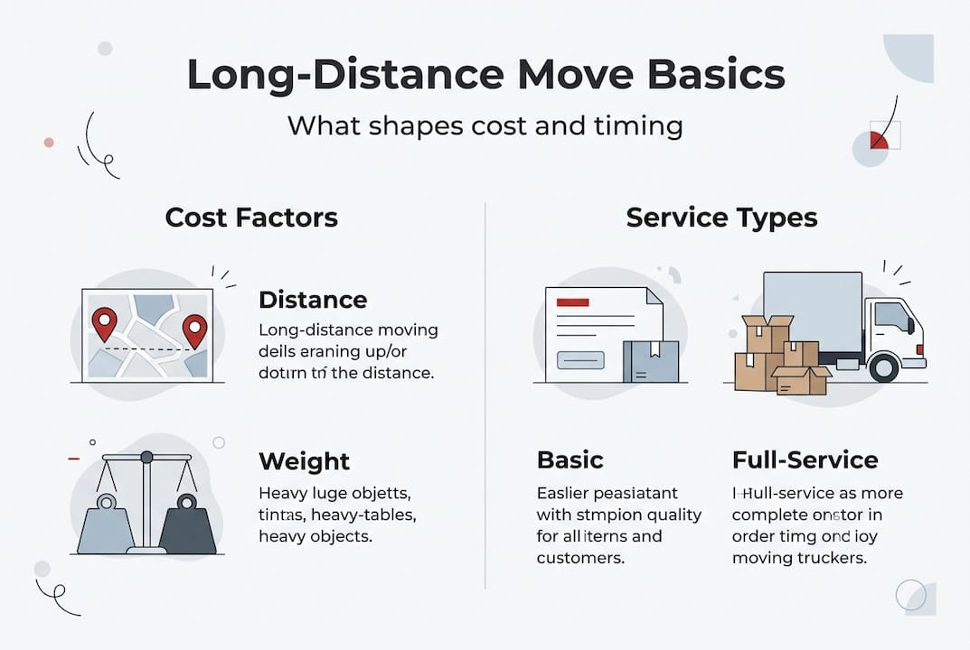 Infographic of cost and service types for moving