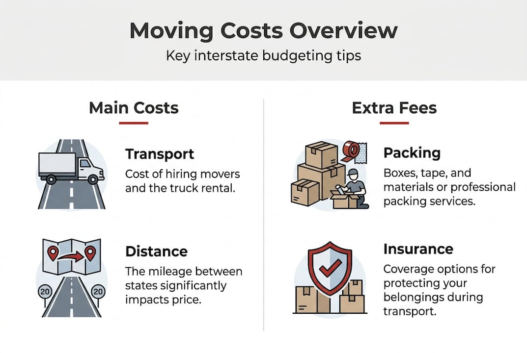 Infographic showing interstate moving cost breakdown