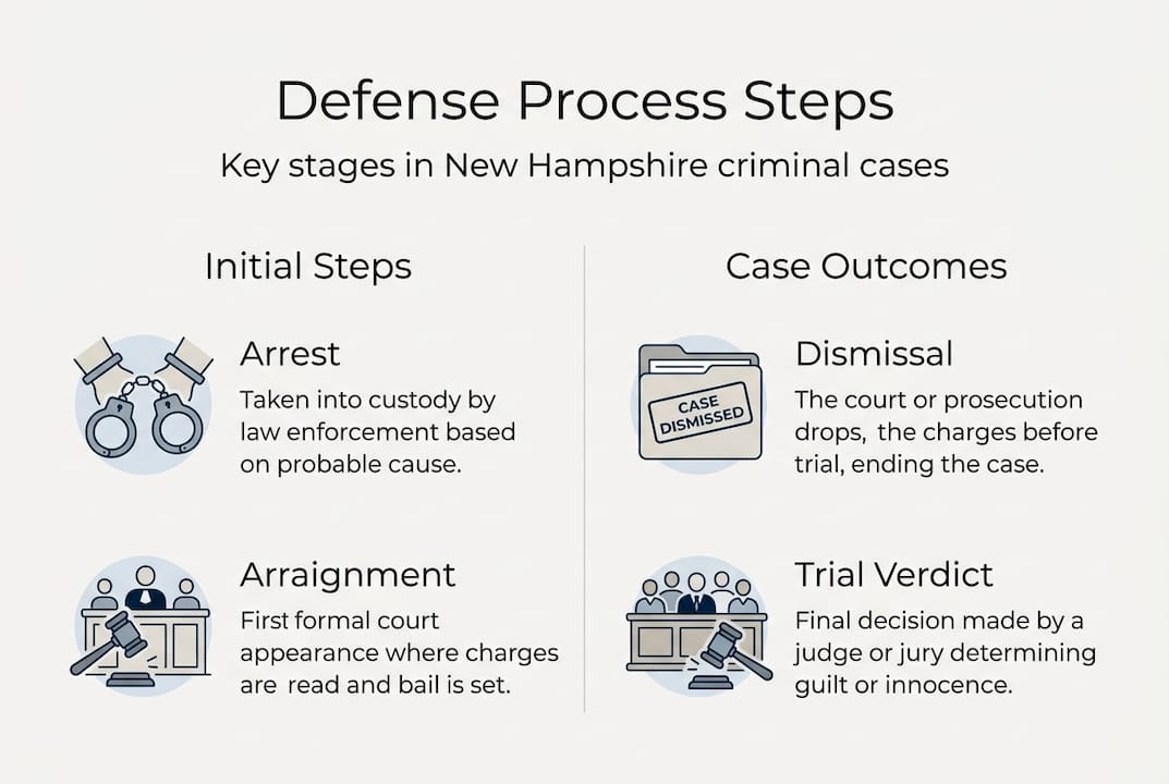 Infographic showing defense process and outcomes