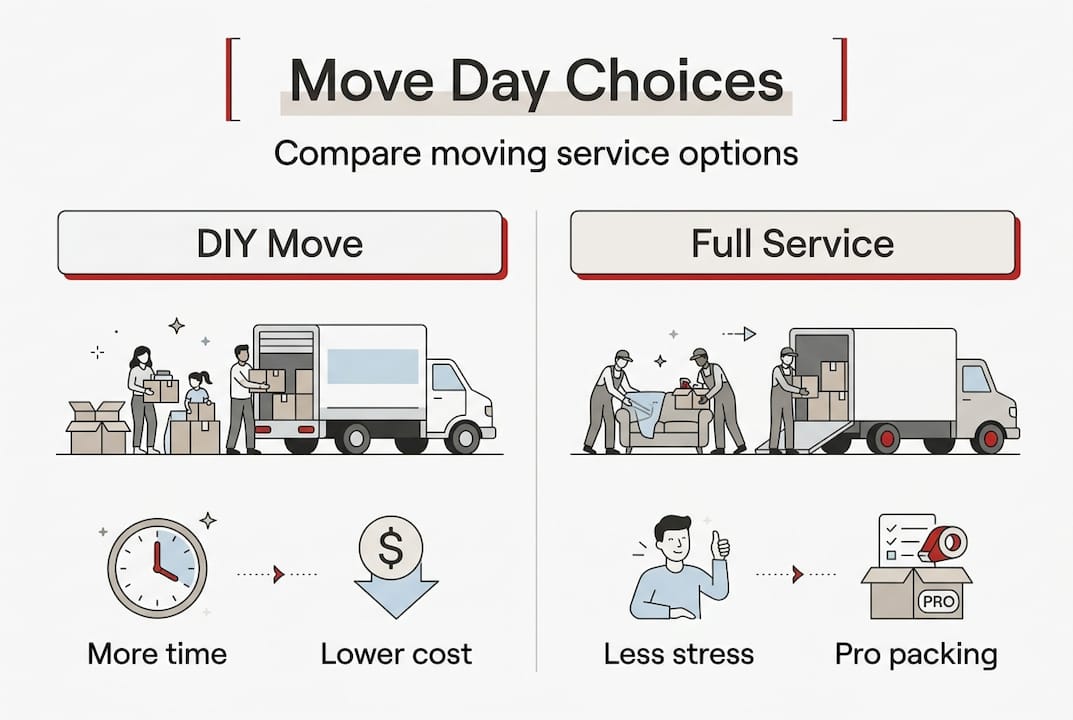 Infographic comparing DIY and full service moving