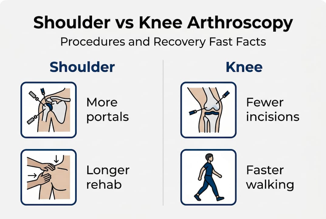 Infographic comparing shoulder versus knee arthroscopy